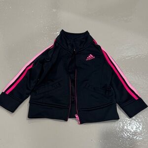 5/$25 18 month Adidas Black Track Jacket with Pink Accents